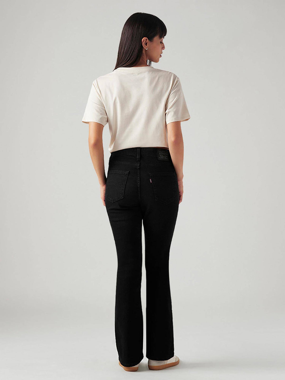 Women 725 Black Straight Fit Mid Rise Jeans | ST23 - view 3