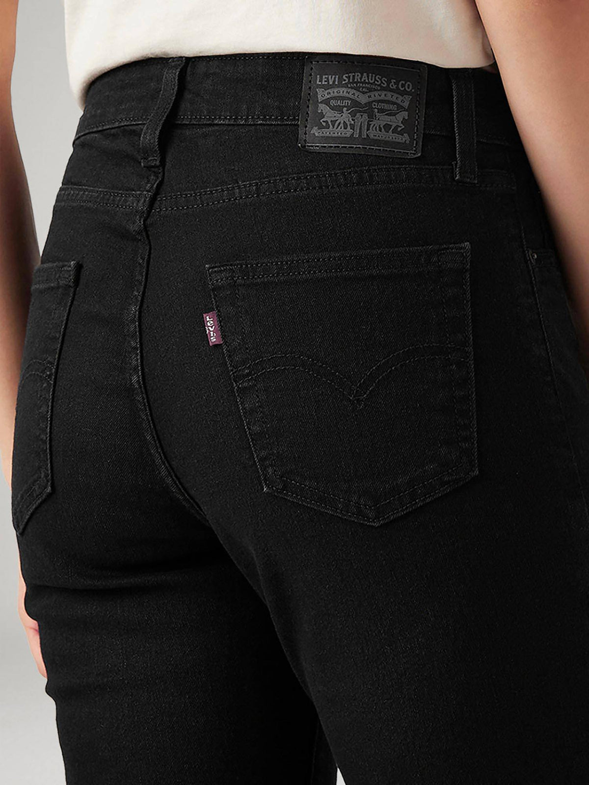 Women 725 Black Straight Fit Mid Rise Jeans | ST23 - view 5