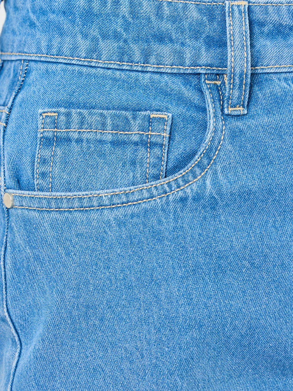 Women Solid Wide Leg Mid Rise Cotton Jeans | RF89 - view 3