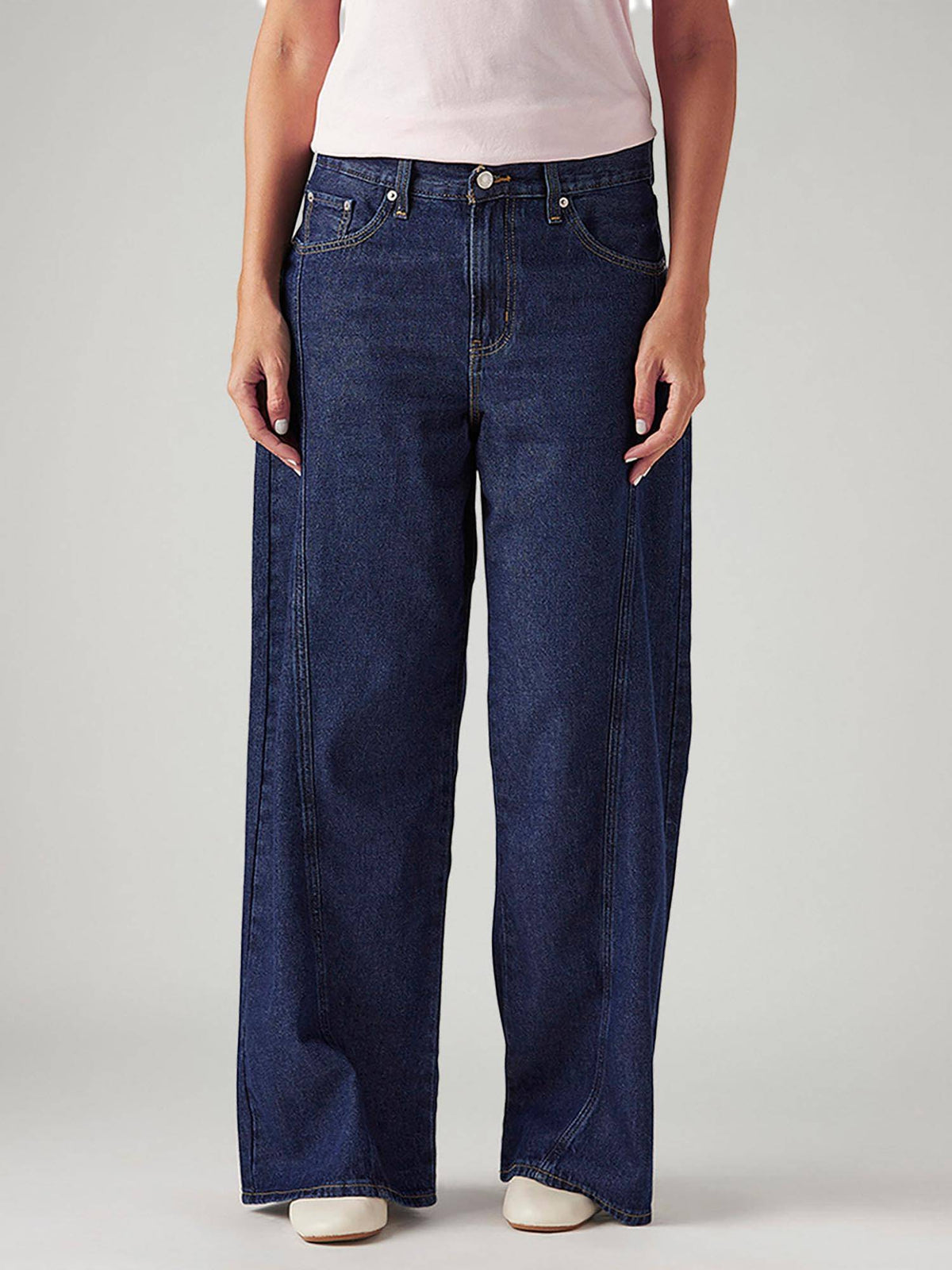 Women 94 Dark-Blue Baggy Comfortable Fit Mid Rise Jeans | BG78 - view 1