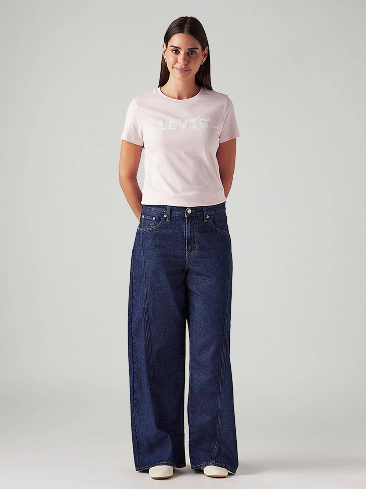 Women 94 Dark-Blue Baggy Comfortable Fit Mid Rise Jeans | BG78 - view 2