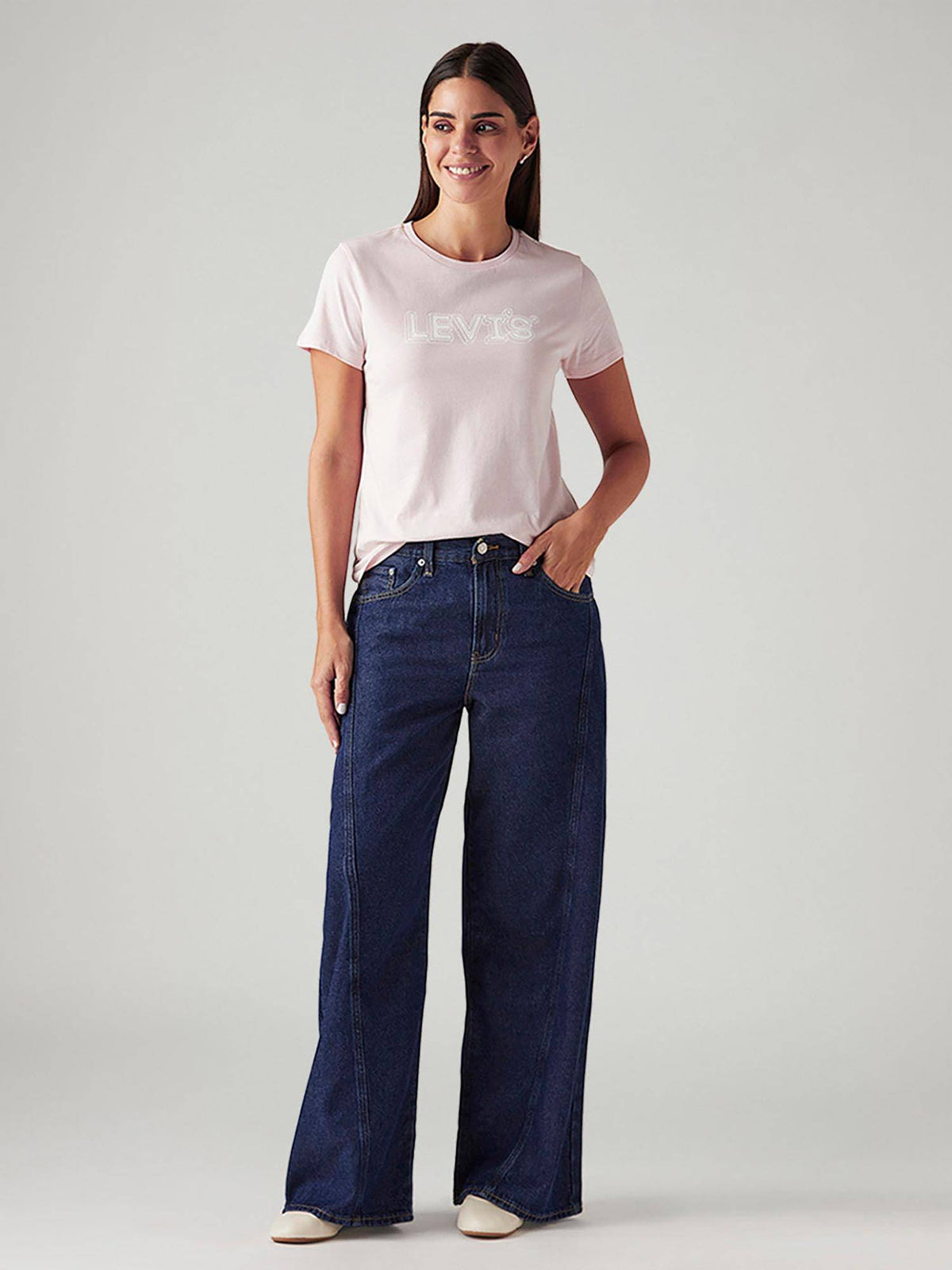 Women 94 Dark-Blue Baggy Comfortable Fit Mid Rise Jeans | BG78 - view 3