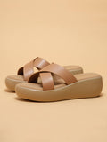 Women Yvaine Beige Slip-on Platform Sandals | SD89 - view 1