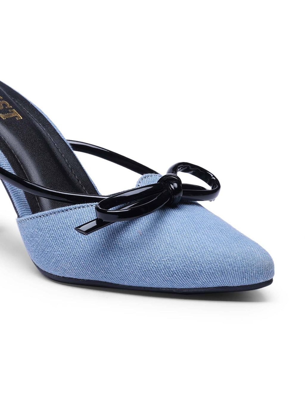 Pointed Toe Bow Black Mules | H78 - view 4