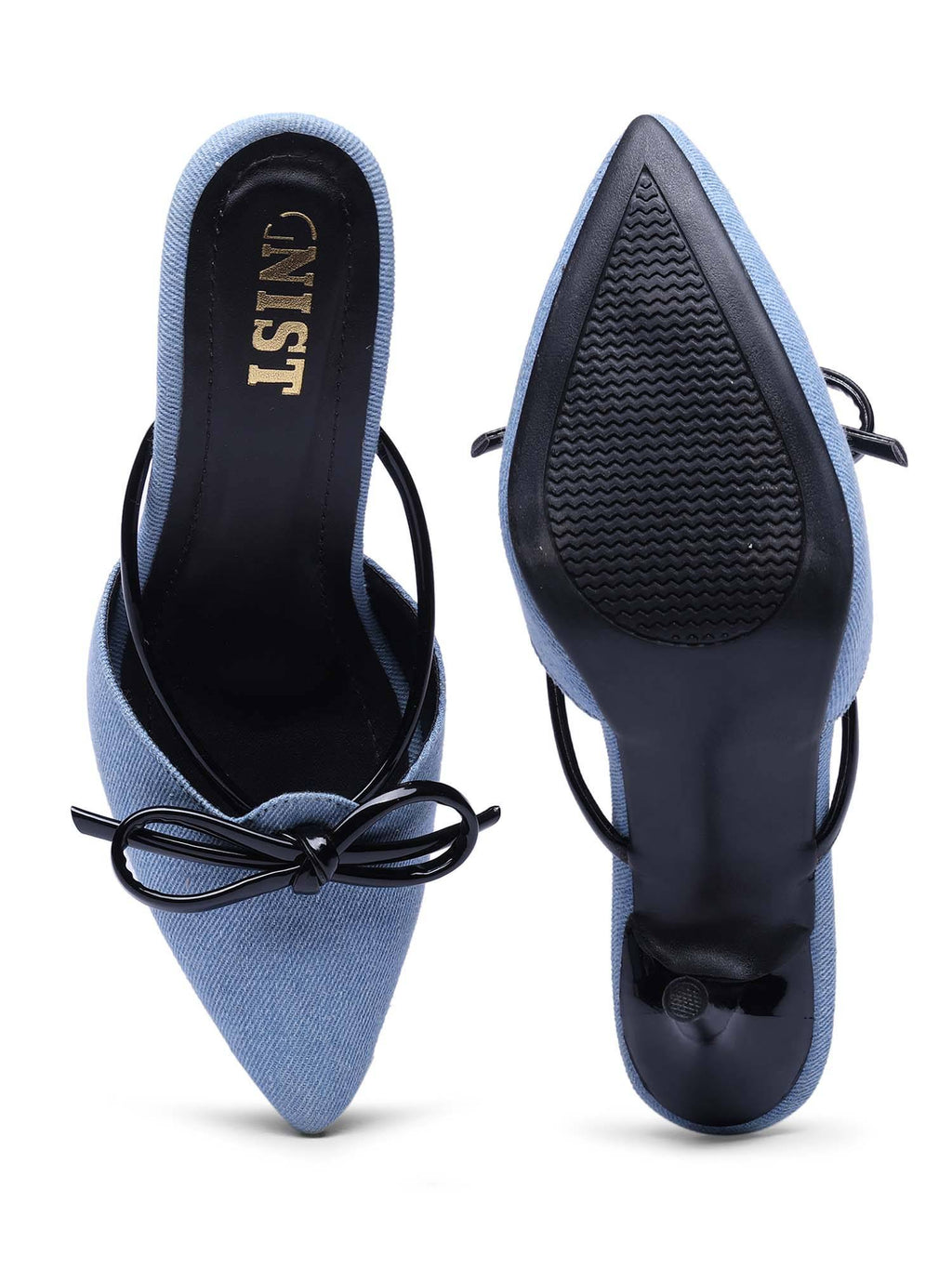 Pointed Toe Bow Black Mules | H78 - view 8