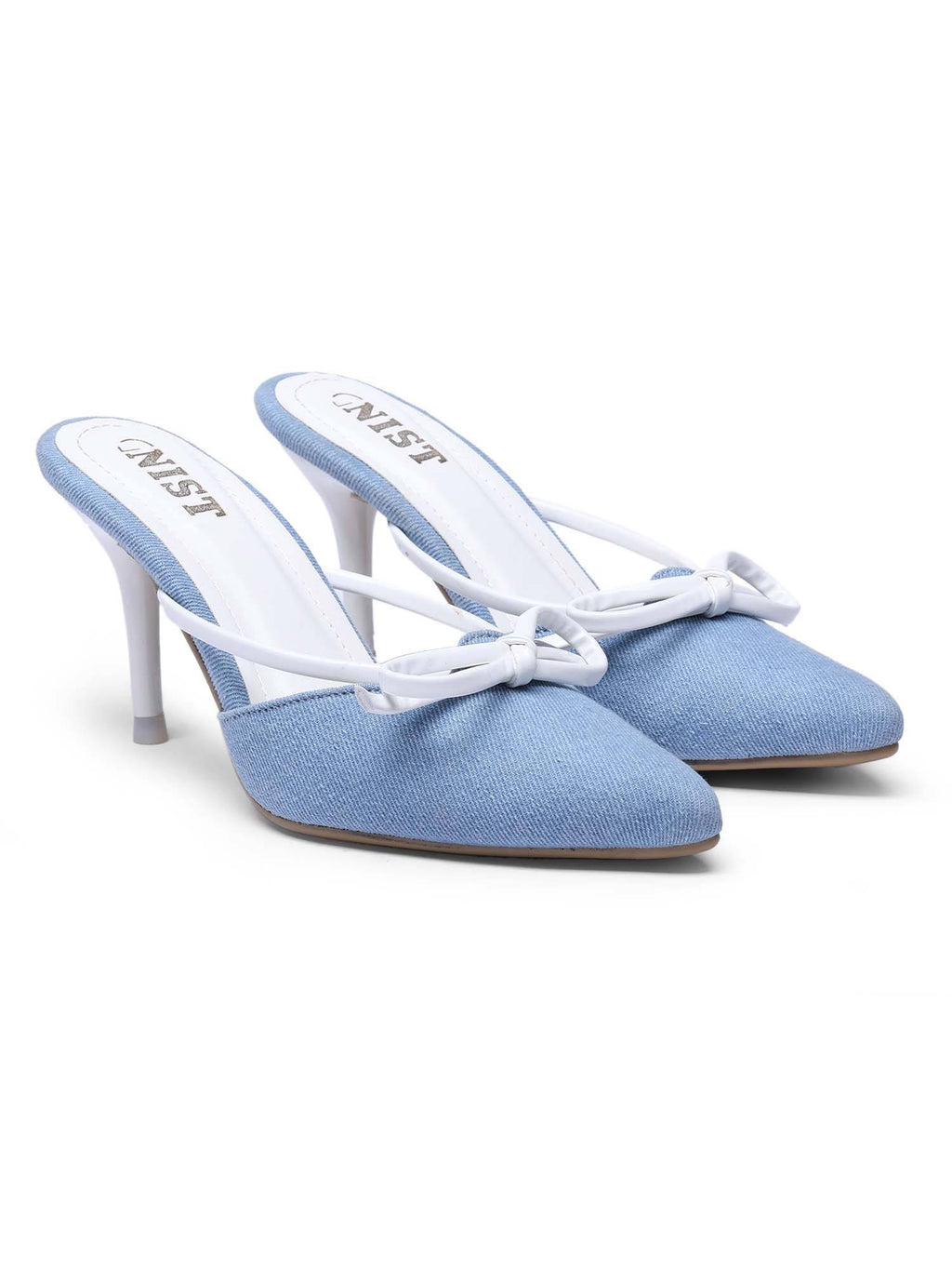 Pointed Toe Bow White Mules | H78 - view 1