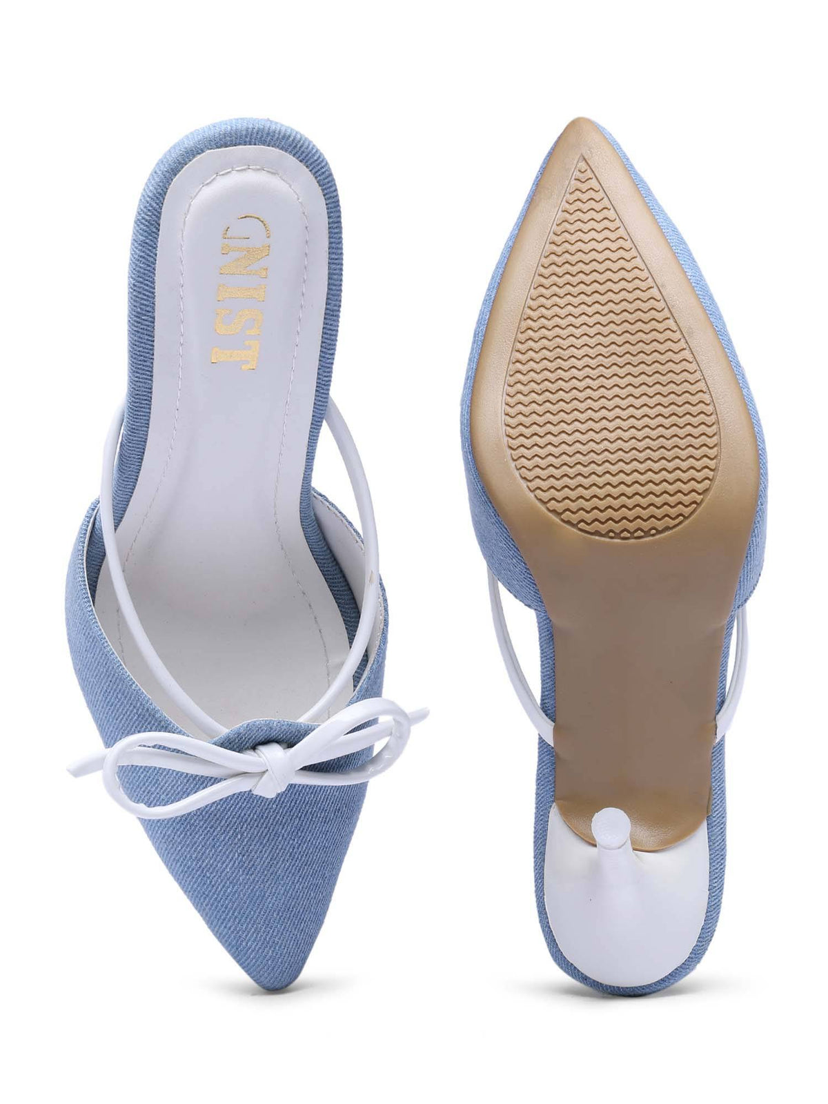 Pointed Toe Bow White Mules | H78 - view 6