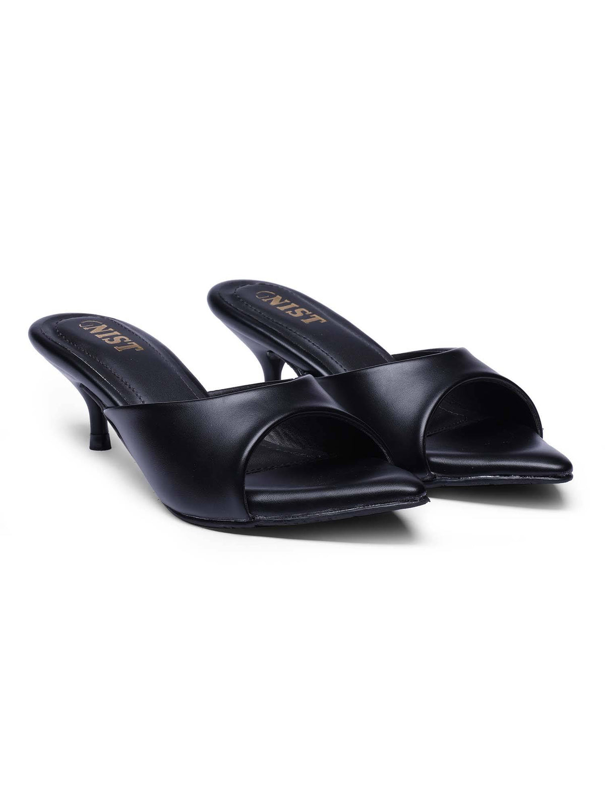 Comfortable Pointed Toe Black Kitten Heels | H78 - view 2