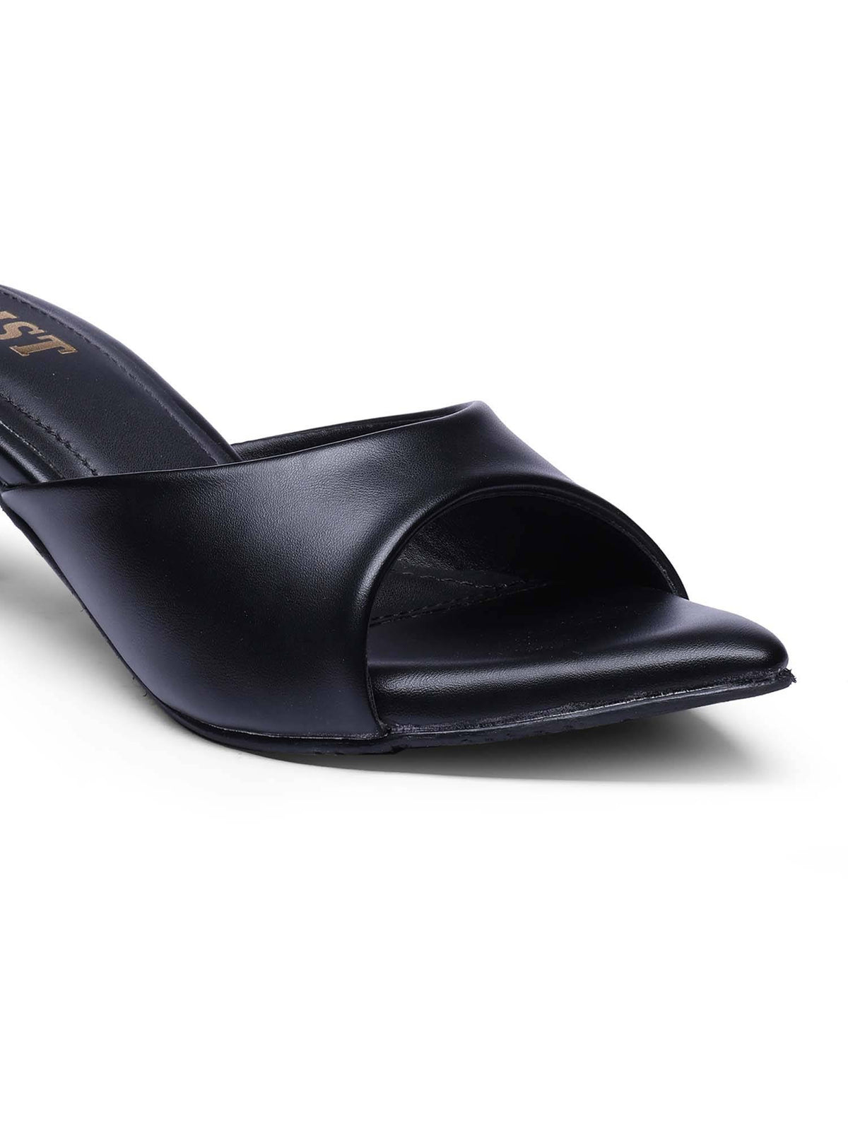 Comfortable Pointed Toe Black Kitten Heels | H78 - view 3