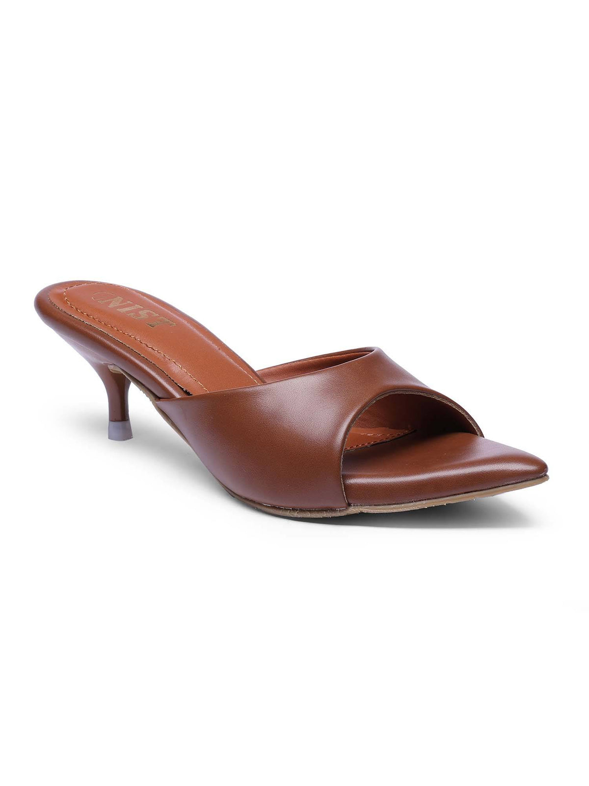 Comfortable Pointed Toe Beige Kitten Heels | H78 - view 12