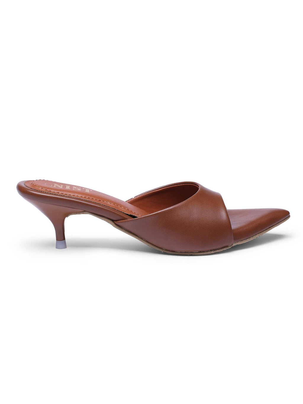 Comfortable Pointed Toe Tan Kitten Heels | H78 - view 6