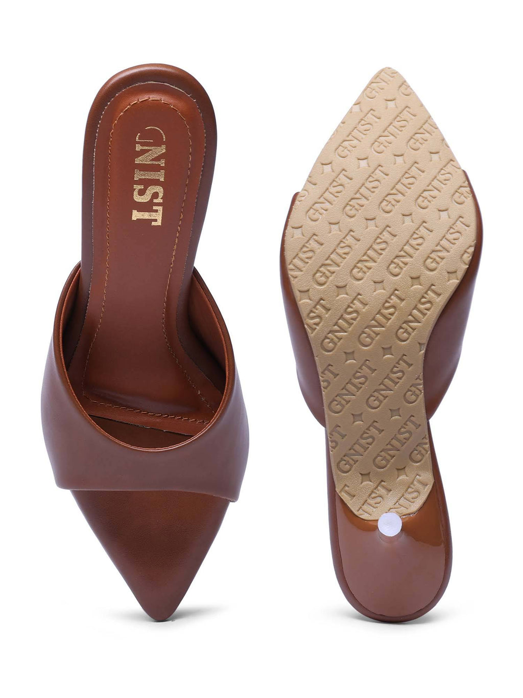 Comfortable Pointed Toe Tan Kitten Heels | H78 - view 8