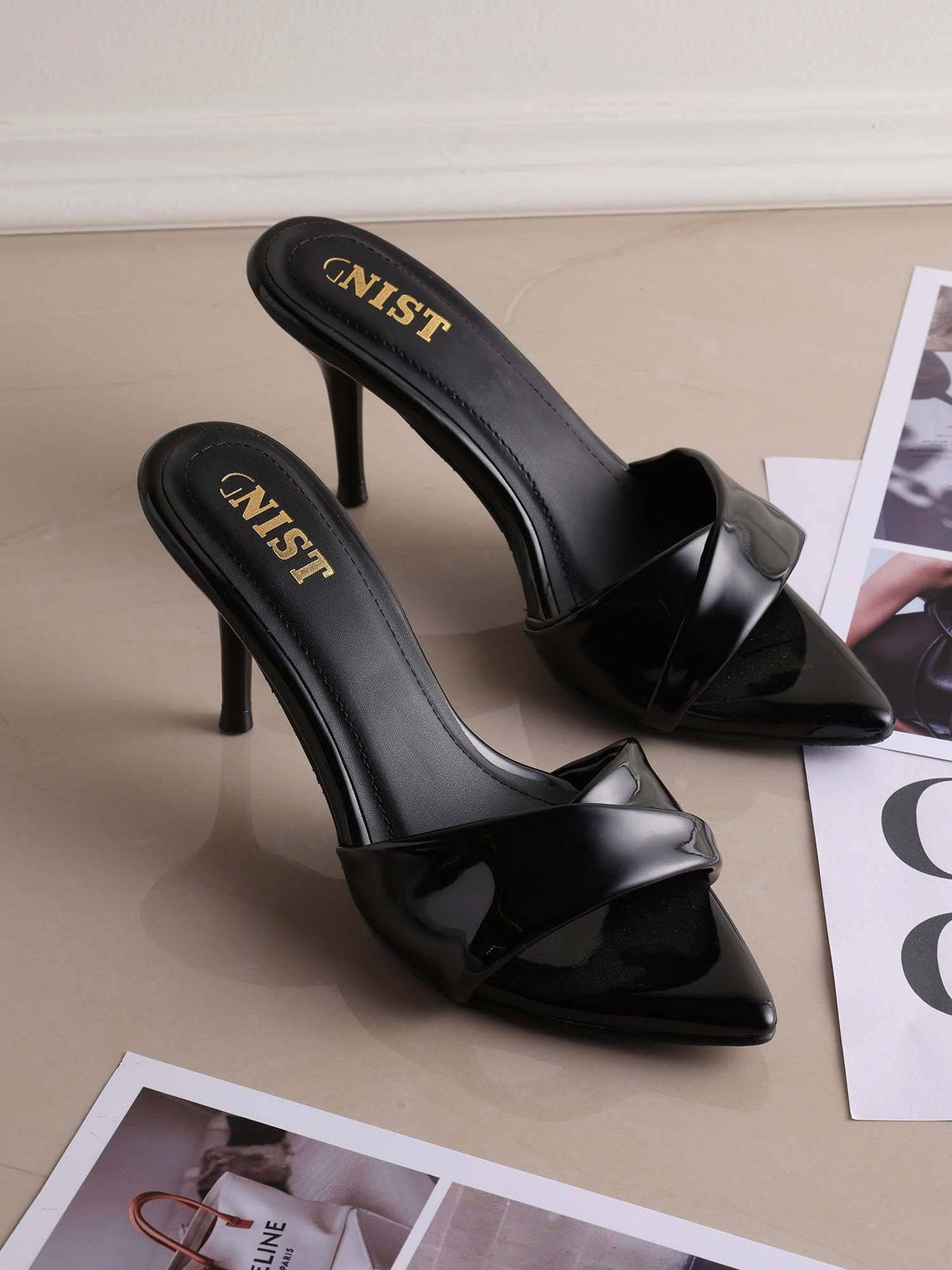 Pointed Toe Twisted Strap Beige Stilettos | H78 - view 33
