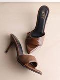 Pointed Toe Twisted Strap Cherry Maroon Stilettos | H78 - view 26