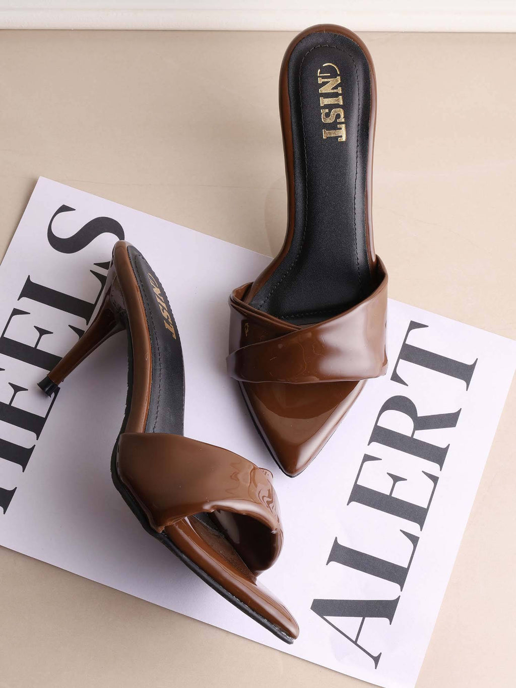 Pointed Toe Twisted Strap Beige Stilettos | H78 - view 19