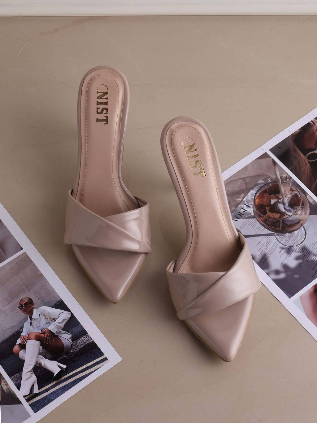 Pointed Toe Twisted Strap Gold Stilettos | H78 - view 10