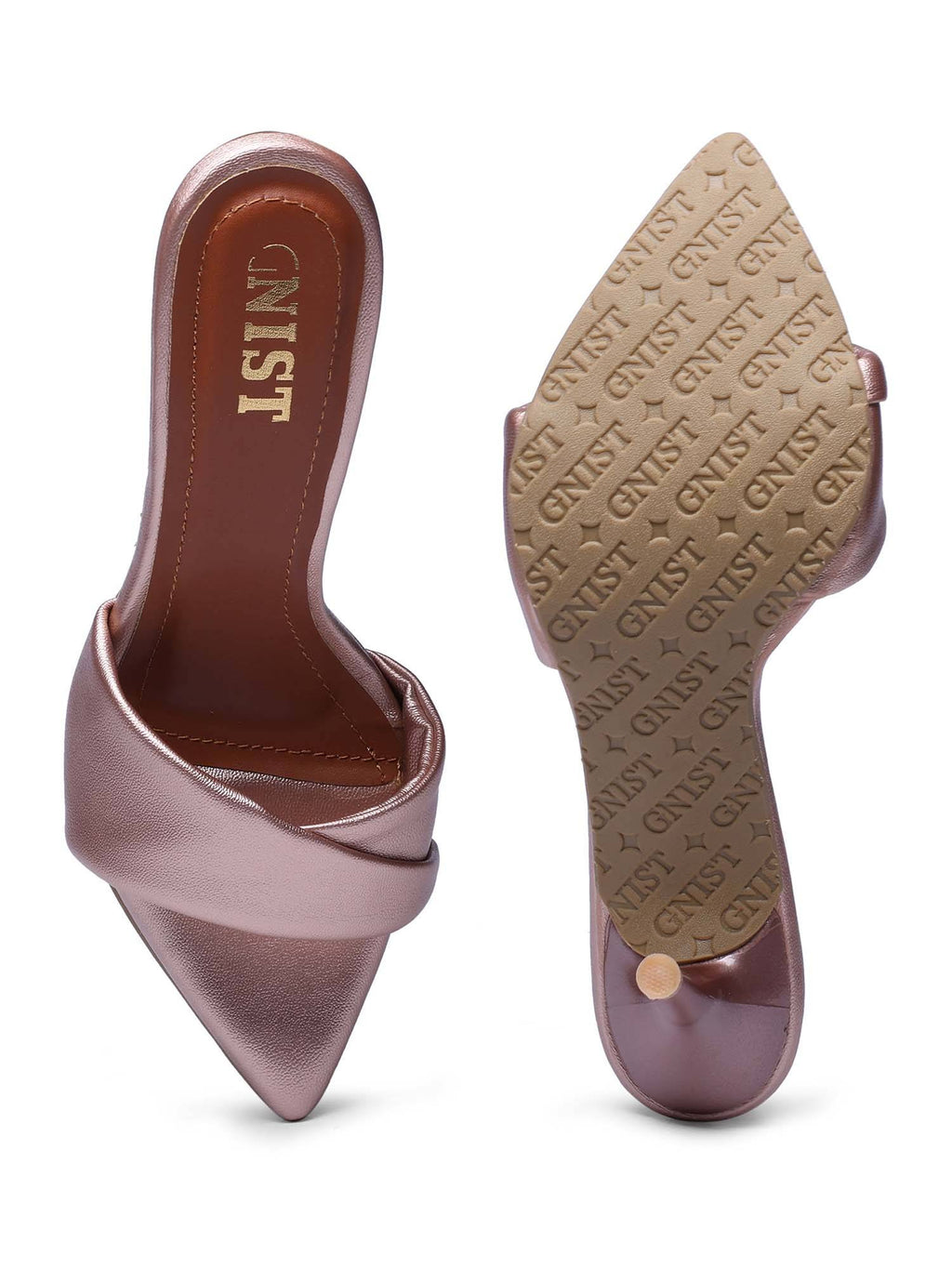 Pointed Toe Twisted Strap Beige Stilettos | H78 - view 17