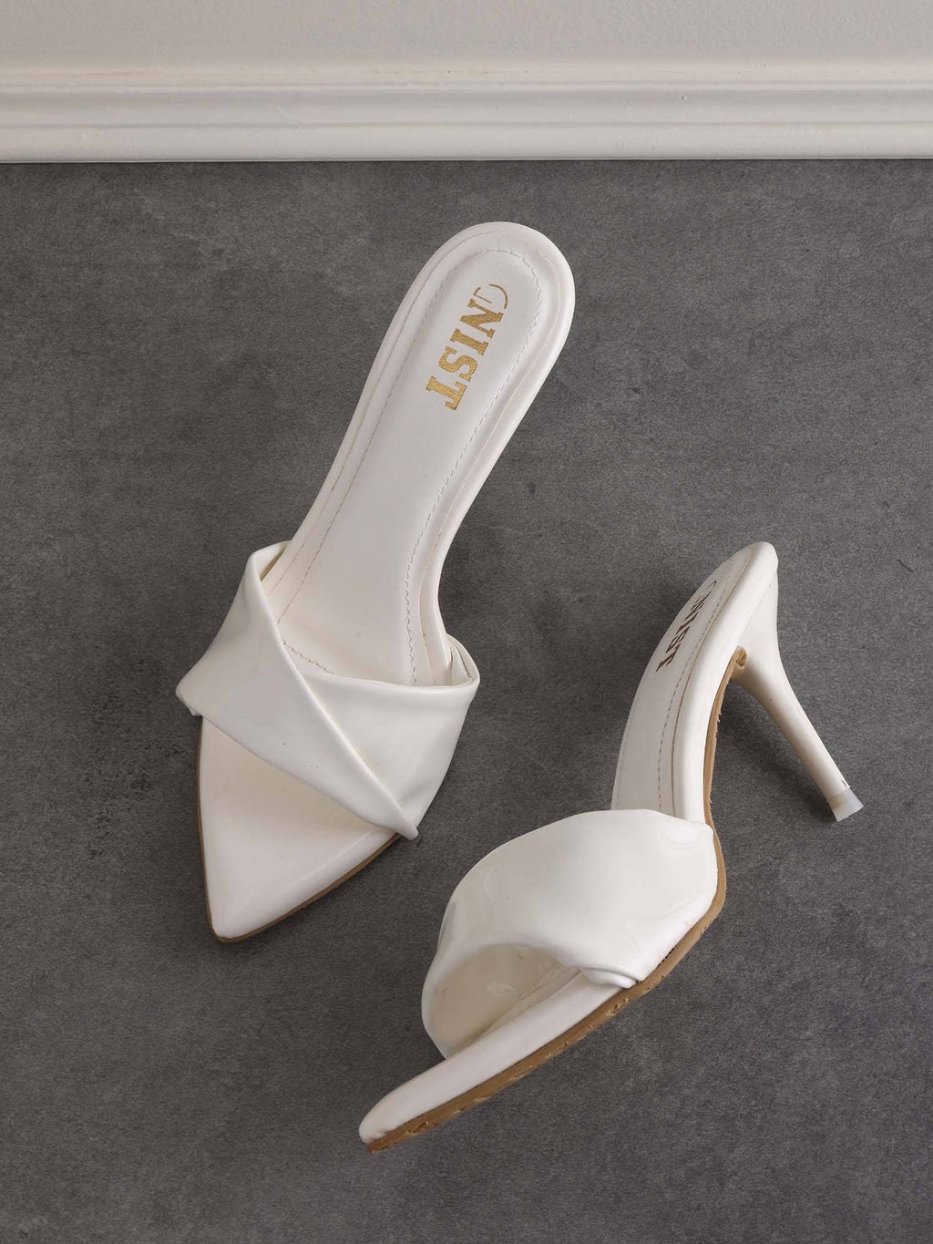 Pointed Toe Twisted Strap Gold Stilettos | H78 - view 41