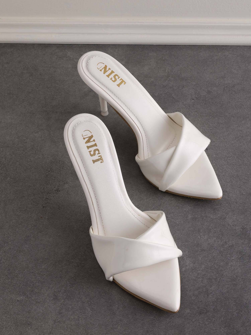 Pointed Toe Twisted Strap Gold Stilettos | H78 - view 42