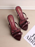 Double Bow Cherry Maroon Stilettos | H78 - view 1