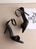Pointed Toe Ankle Strap Black Stilettos | H78 - view 1