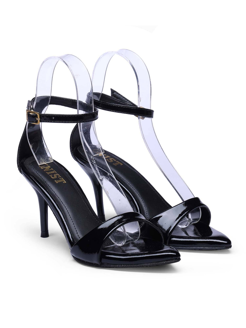 Pointed Toe Ankle Strap Black Stilettos | H78 - view 2