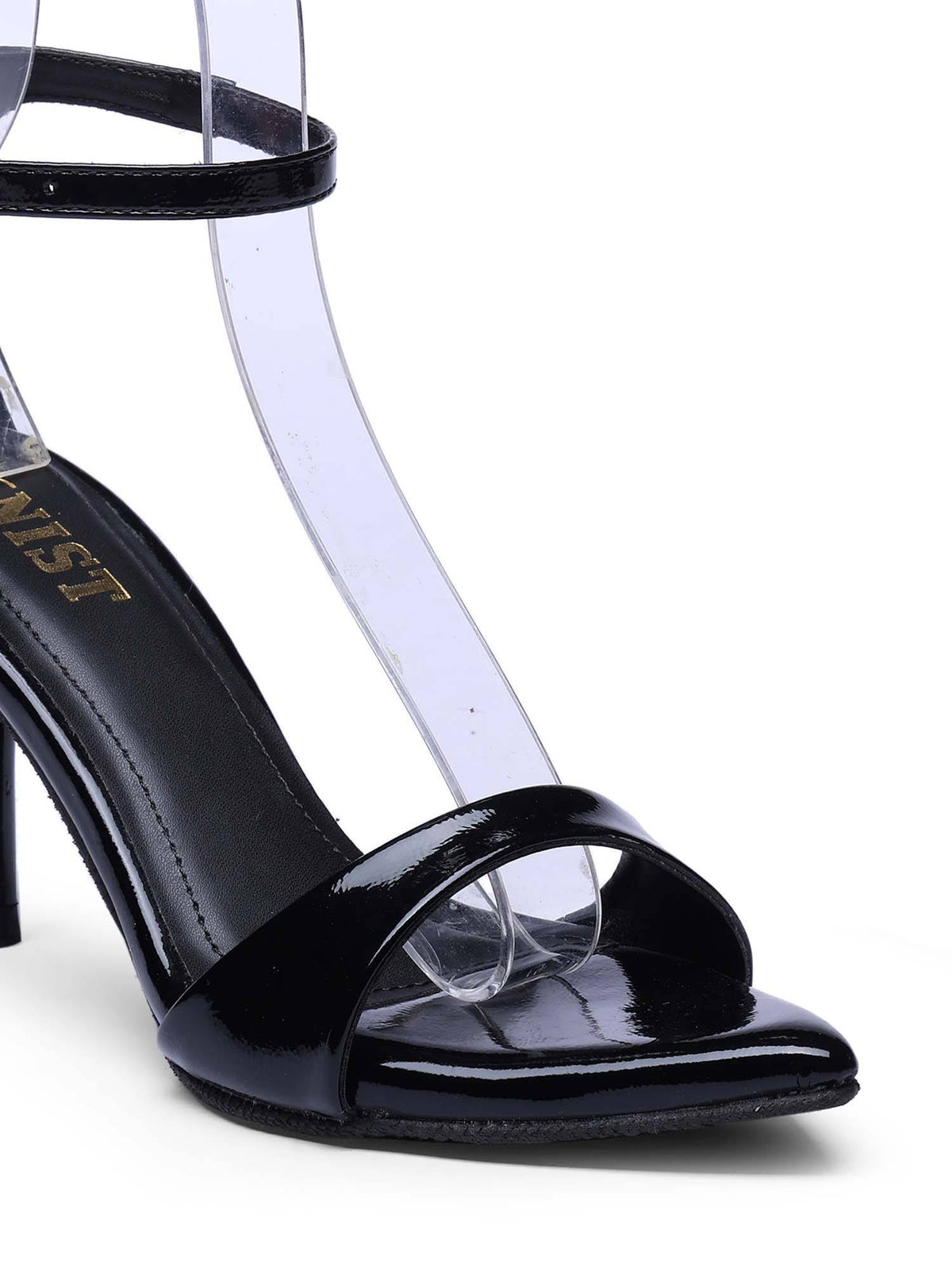 Pointed Toe Ankle Strap Black Stilettos | H78 - view 3