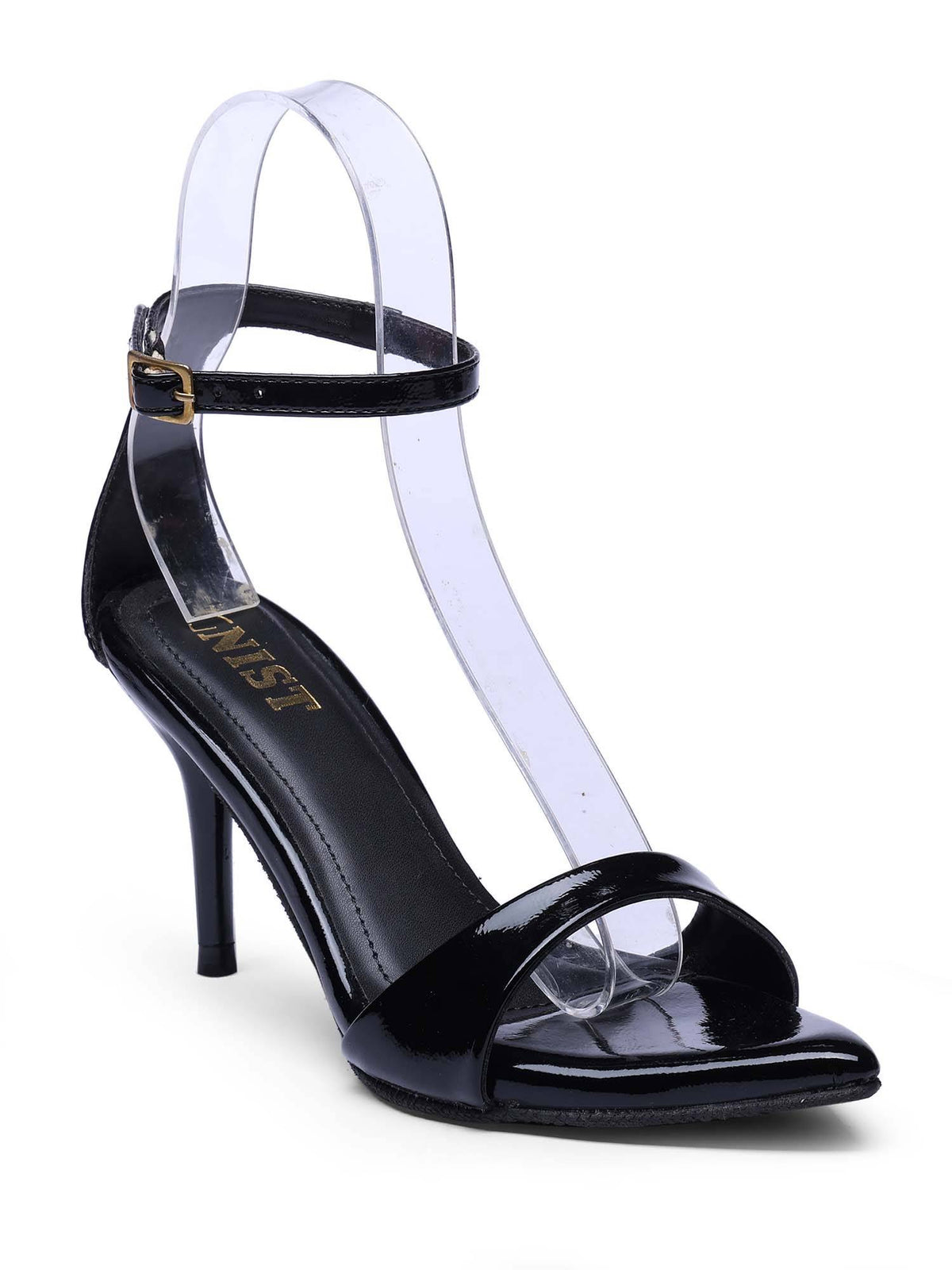 Pointed Toe Ankle Strap Black Stilettos | H78 - view 4