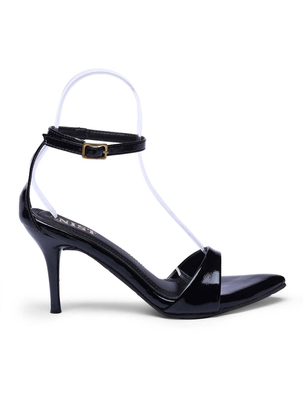Pointed Toe Ankle Strap Black Stilettos | H78 - view 5