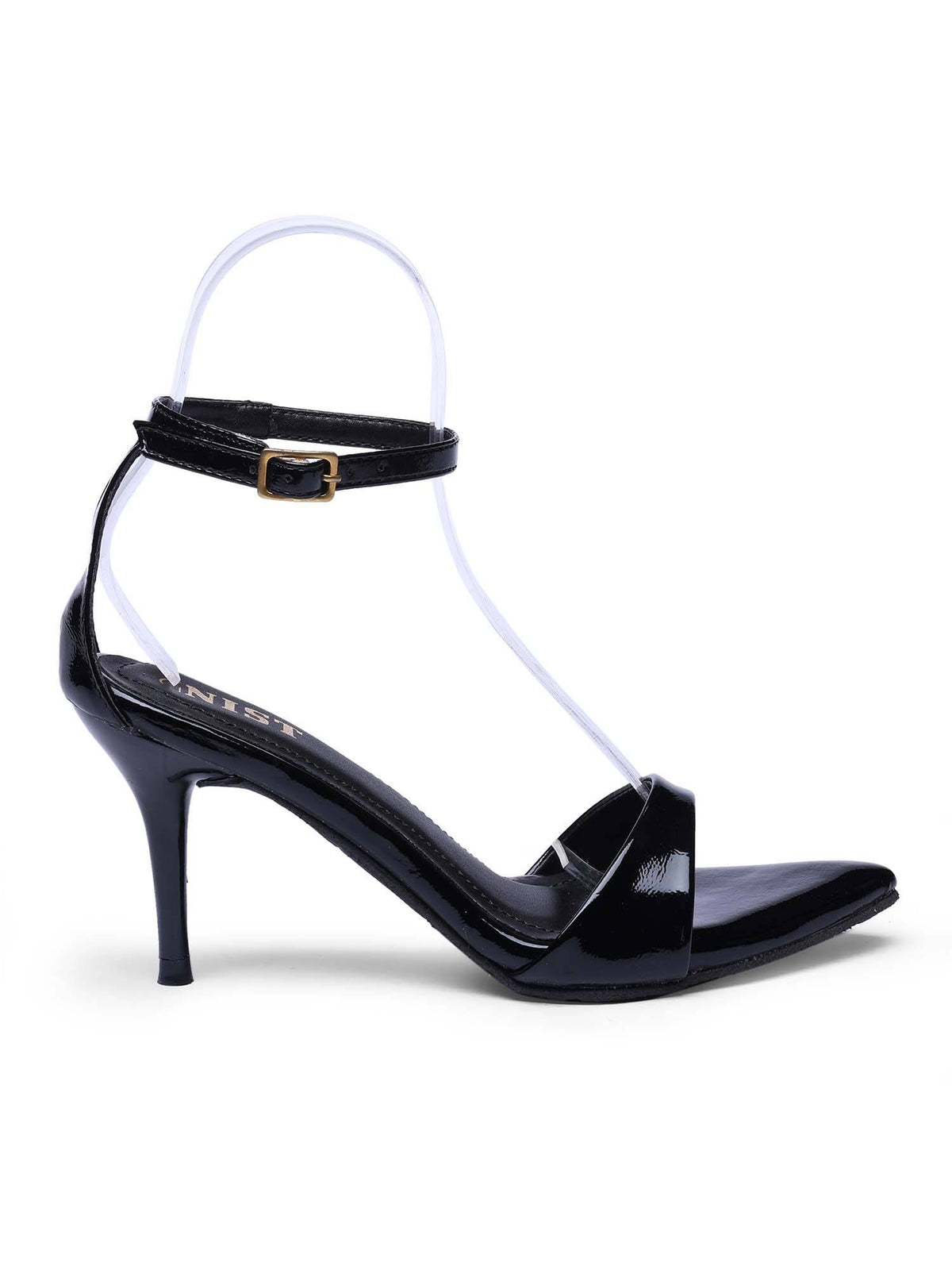 Pointed Toe Ankle Strap Black Stilettos | H78 - view 5