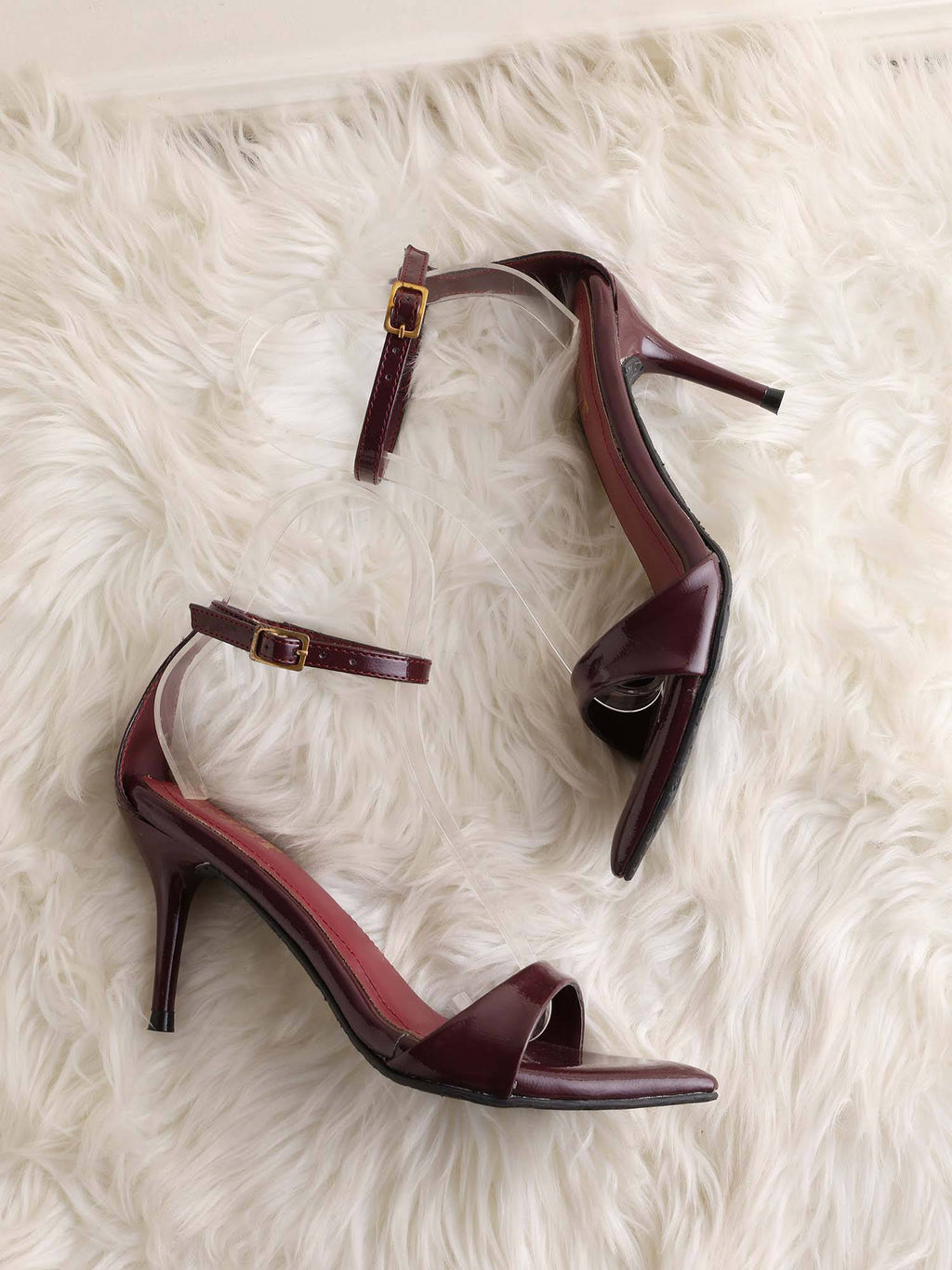 Pointed Toe Ankle Strap Black Stilettos | H78 - view 28