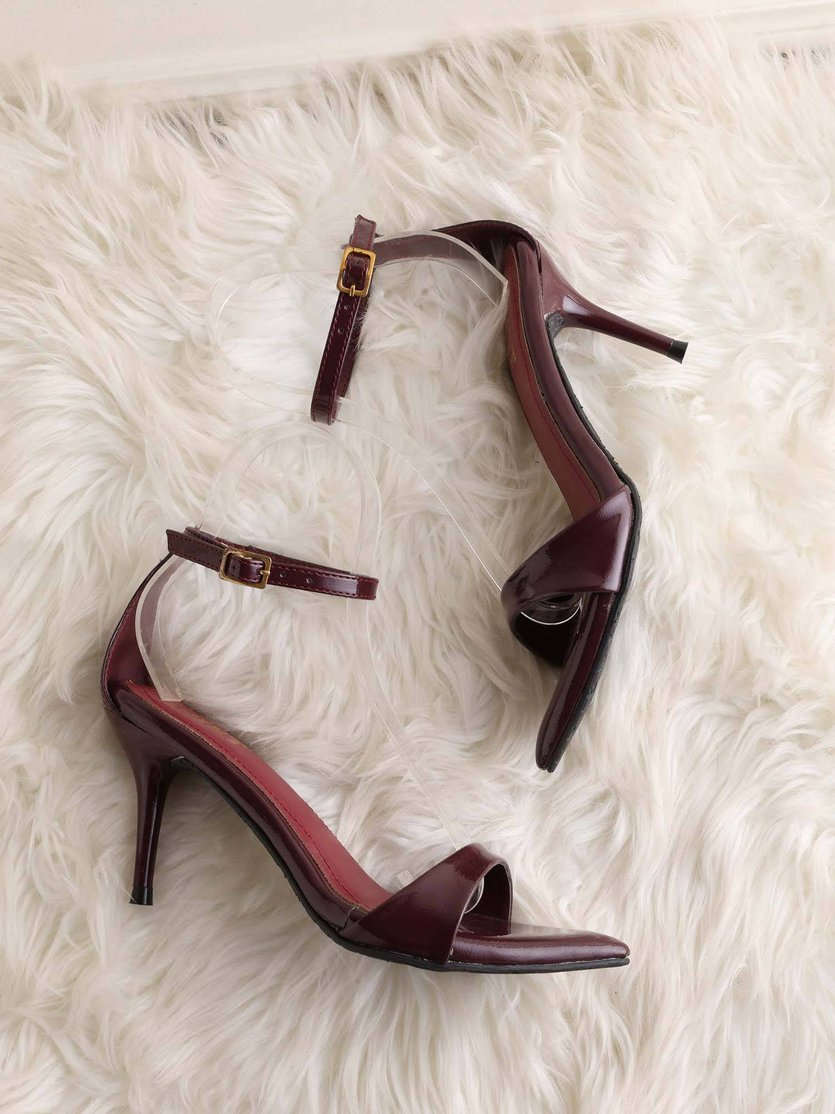 Pointed Toe Ankle Strap Black Stilettos | H78 - view 28