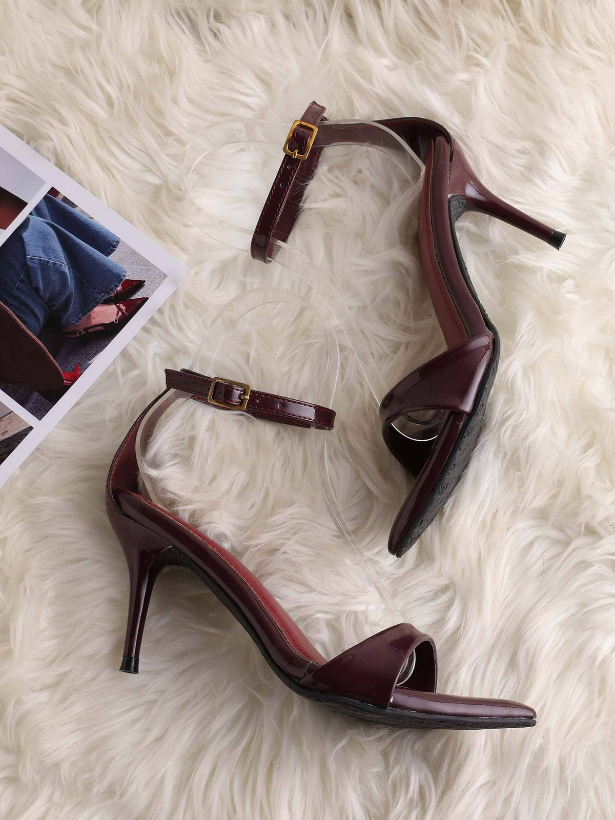 Pointed Toe Ankle Strap Black Stilettos | H78 - view 29