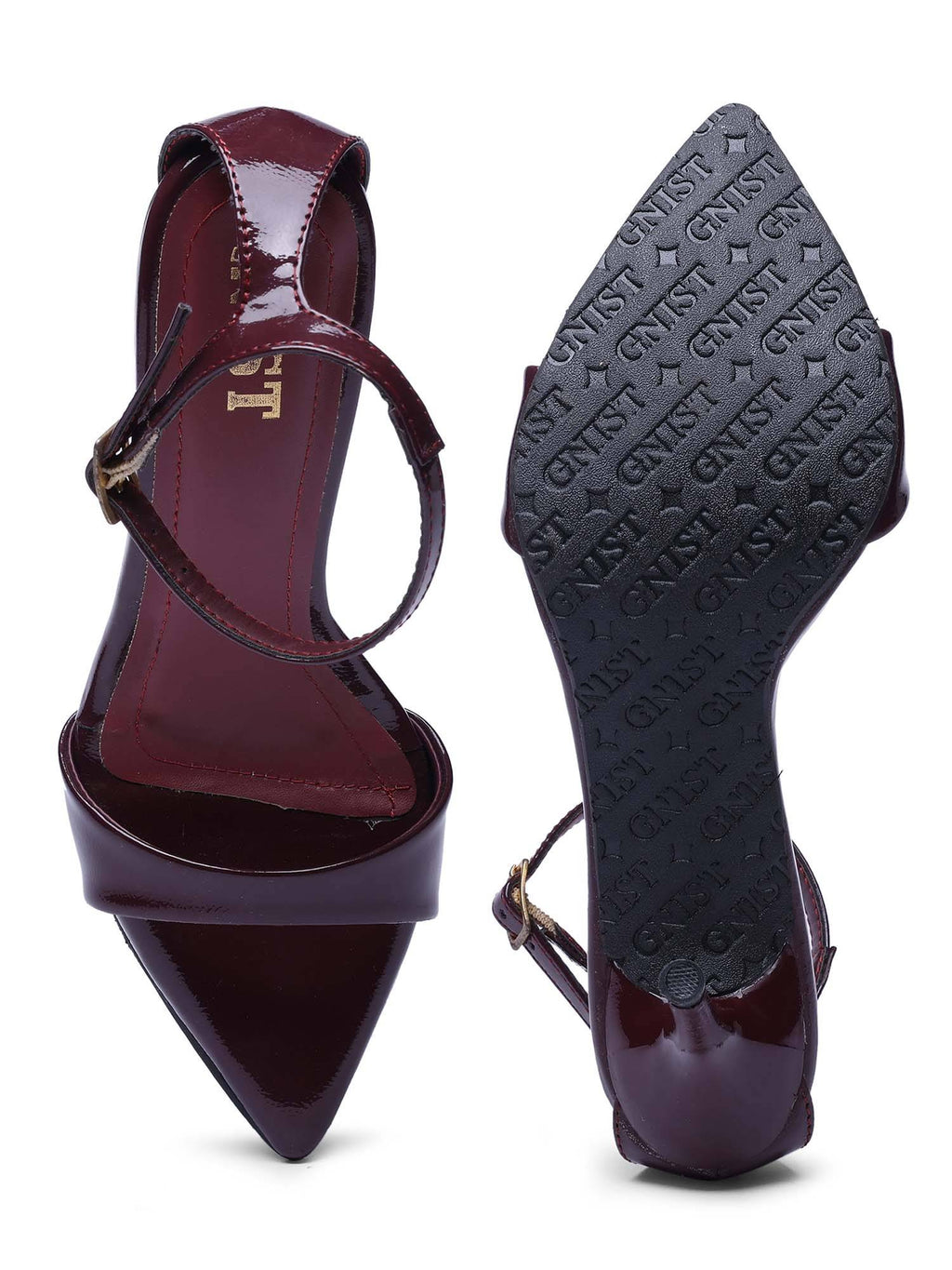 Pointed Toe Ankle Strap Black Stilettos | H78 - view 35