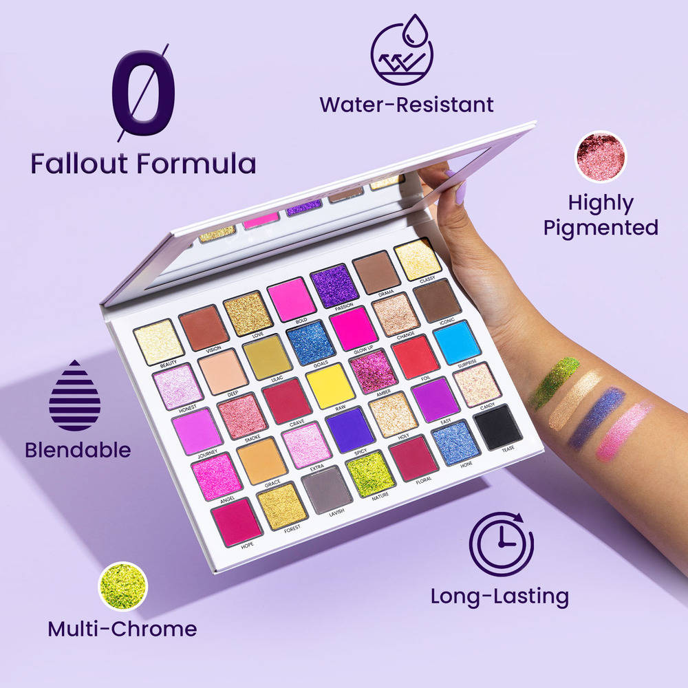 Spectrum-1 35 Color Eyeshadow Palette, Blendable Mattes,Zero Fallout | E20 - view 2
