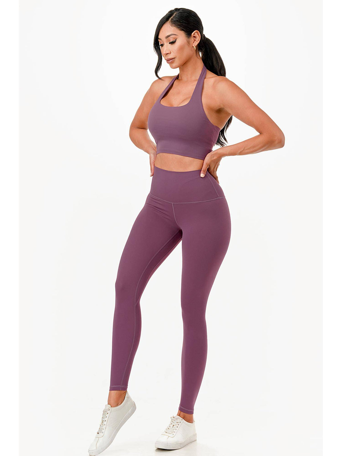 Purple Solid Divine Leggings | L90 - view 3
