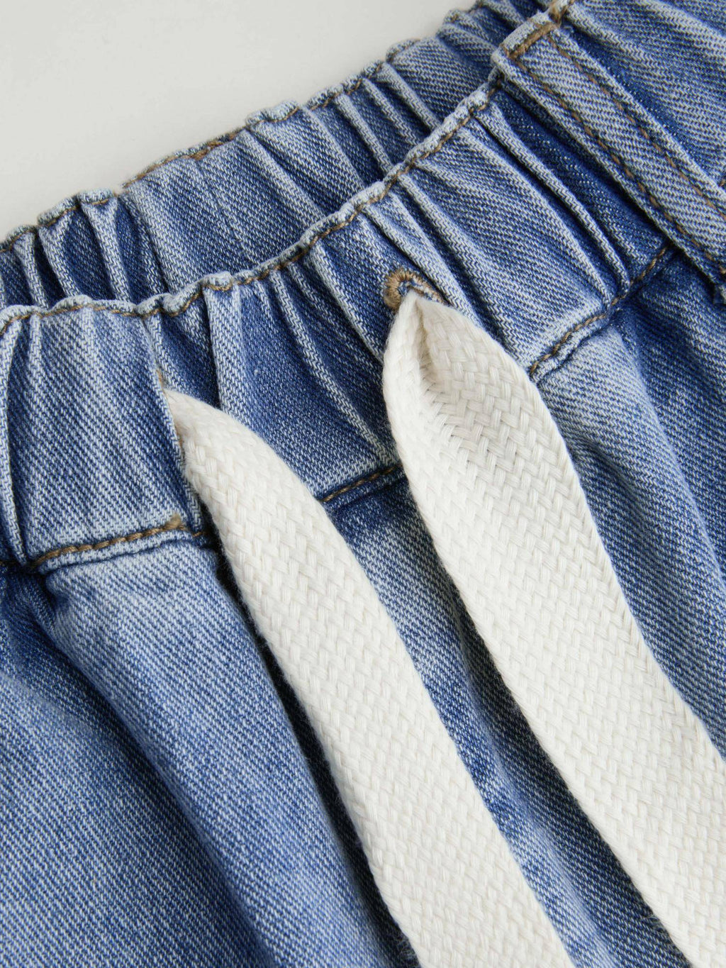 Blue Leslie Denim High Waist Solid Tie Front Wide Leg Jeans | WL90 - view 5