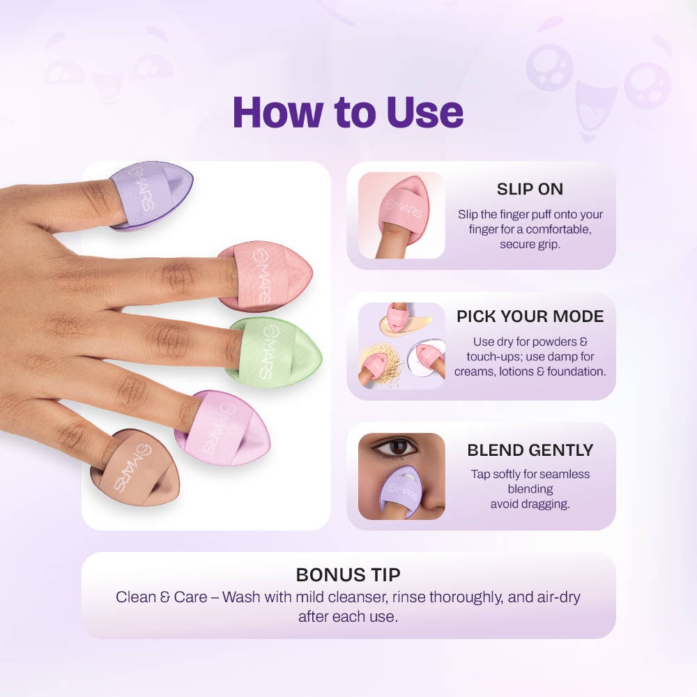 Finger Fits Mini Makeup Puffs For Multipurpose Makeup - Pack Of 5 | T32 - view 7