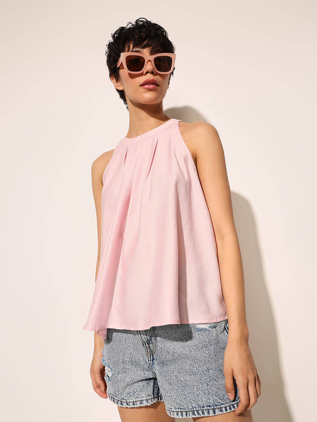 Women Regular Fit Pink Top | HT67 - view 2