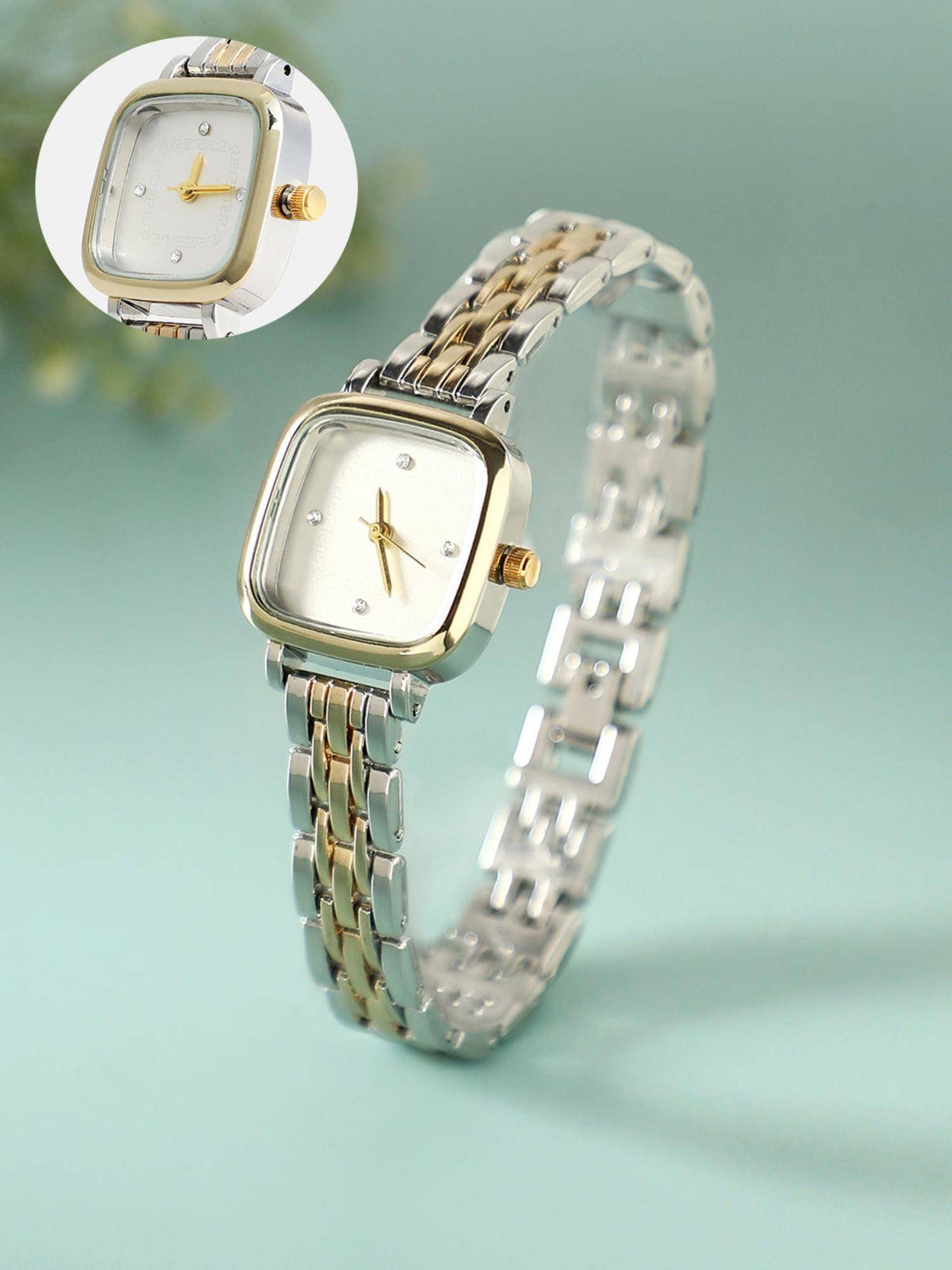 Women The Minimal Block Square White Dial Analog Watch - | W92 - view 3