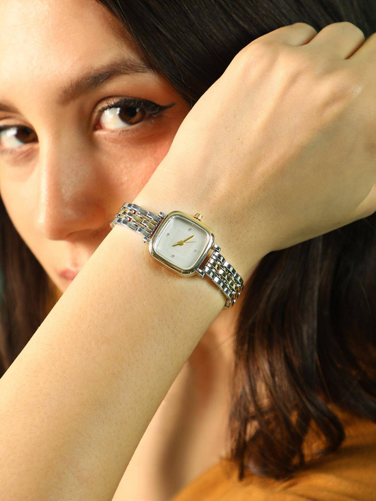 Women The Minimal Block Square White Dial Analog Watch - | W92 - view 4