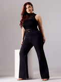 A+ Curve Collection Plus Size Women's Black Bootcut High rise Denim Jeans | BG78 - view 1