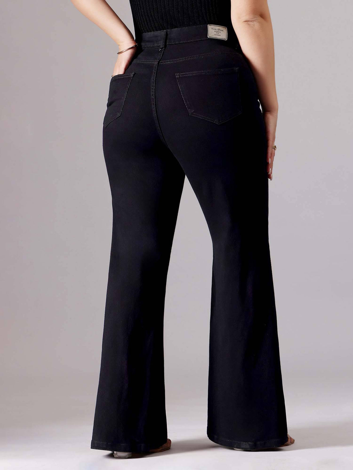 A+ Curve Collection Plus Size Women's Black Bootcut High rise Denim Jeans | BG78 - view 4