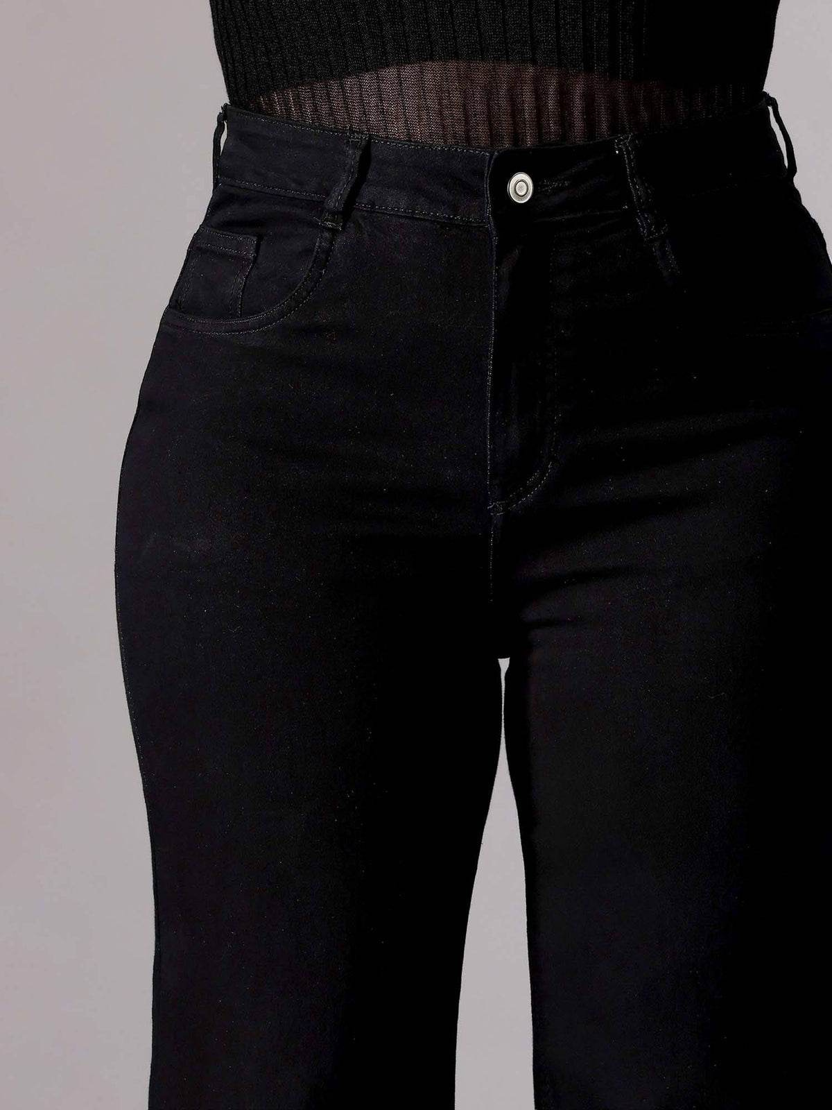 A+ Curve Collection Plus Size Women's Black Bootcut High rise Denim Jeans | BG78 - view 7