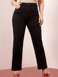 A+ Curve Collection Plus Size Women's Black Solid Regular Fit Jeans | ST23 - view 1