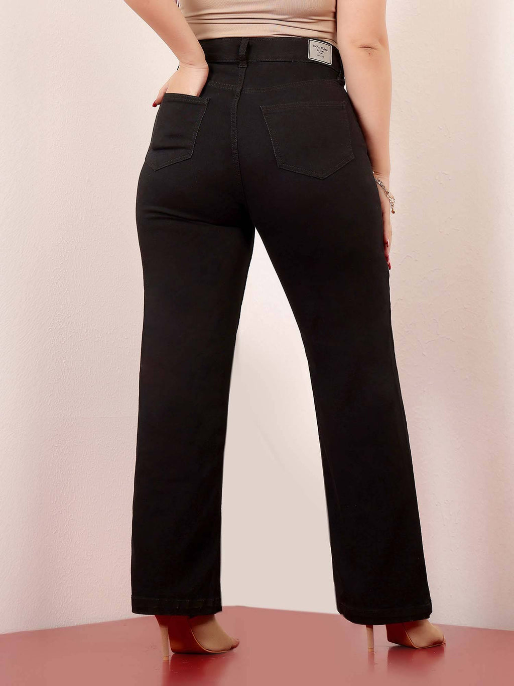 A+ Curve Collection Plus Size Women's Black Solid Regular Fit Jeans | ST23 - view 5