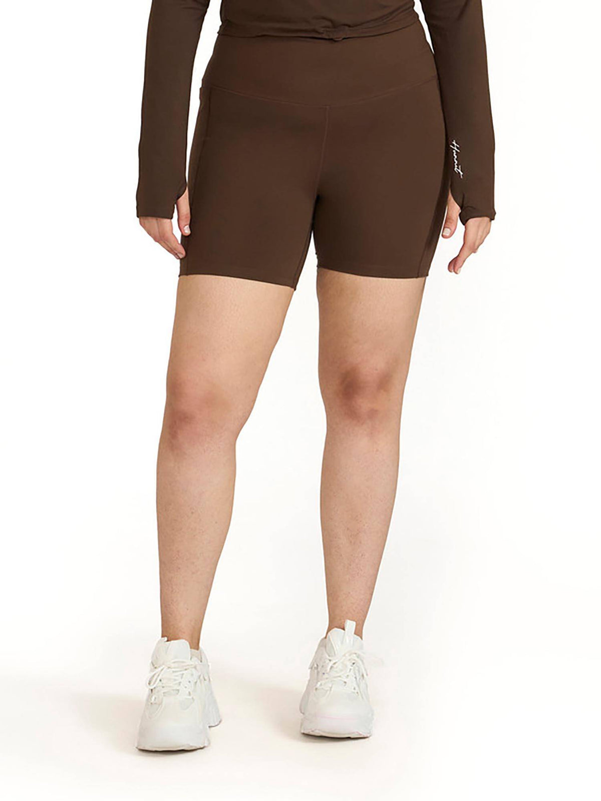 Taupe Zen High Waist 4 Way Stretch Cycling Shorts - view 58