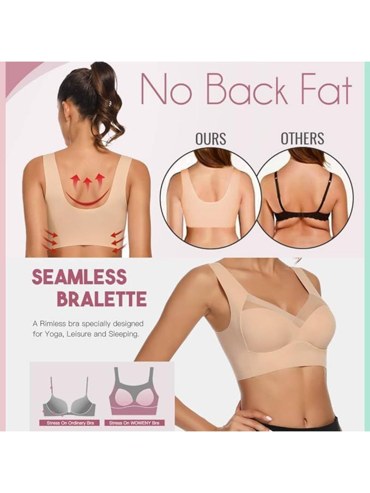Women Grey Full Coverage Seamless Pushup Every Day Bralette Sporta Workout Bra | sb09 - view 13