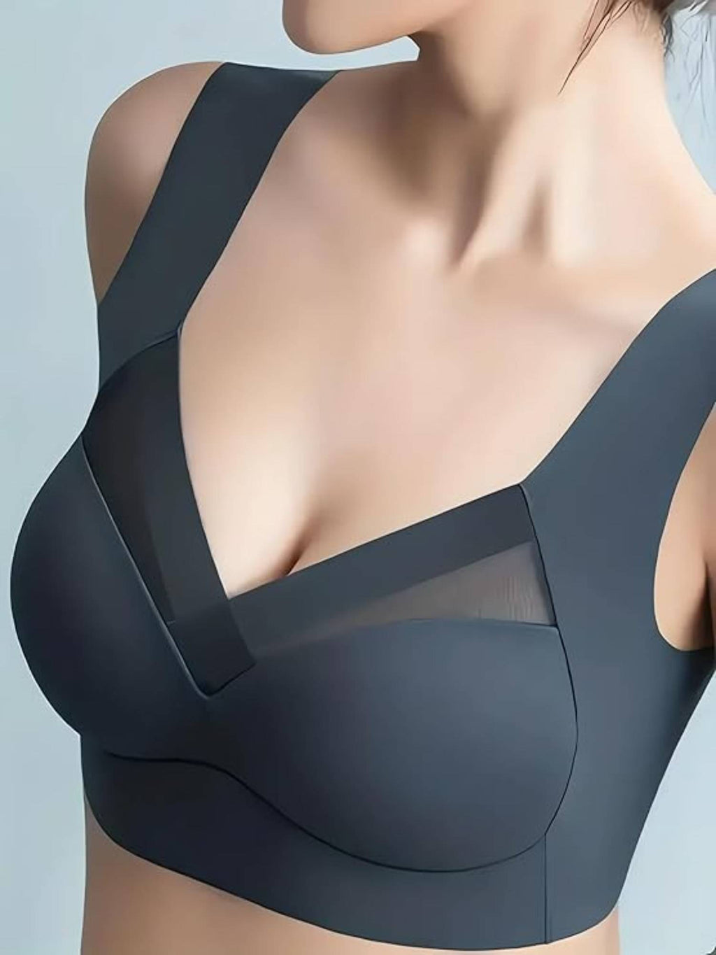 Women Grey Full Coverage Seamless Pushup Every Day Bralette Sporta Workout Bra | sb09 - view 3