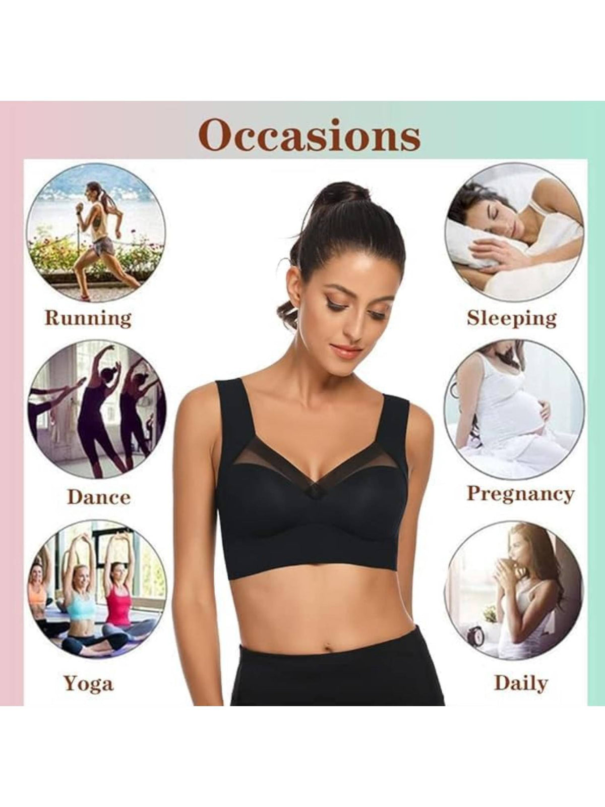 Black Full Coverage Bras for Women Comfy No Underwire Plus Size Bra High Impact | sb09 - view 4